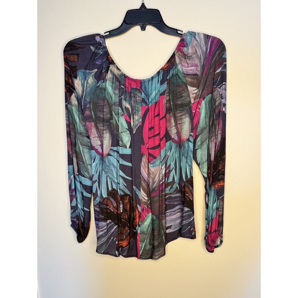 Karen Kane NWT Tropical Leaf Print Long Sleeve Blouse Size 0X, Cruise Vacation - Picture 8 of 8